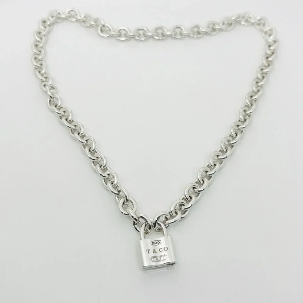 Tiffany & Co 1837 Padlock Rolo Chain Necklace in Sterling Silver - Picture 4 of 9
